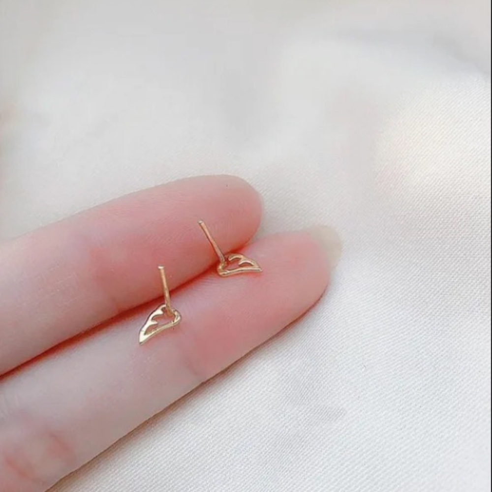 14k OR 925 Sterling Silver Teeny Tiny Gaurdian Angel Wings Micro Stud Ea… - Picture 6 of 11